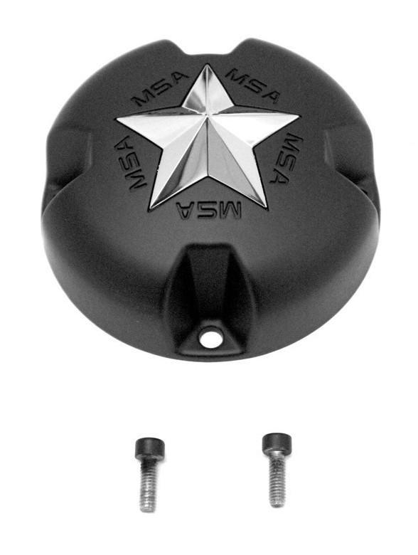 MSA Flat Black Center Cap with Chrome Star keskikuppi