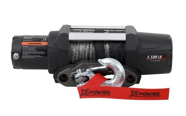 X-Power 4500 lbs sähkövinssi 12V synteettisellä köydellä ja alumiinisella liukukidalla