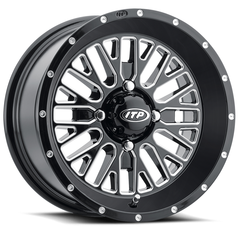 ITP 15x7 4x110 Momentum Gloss Black Milled Accents vannesarja CFMoto Segway