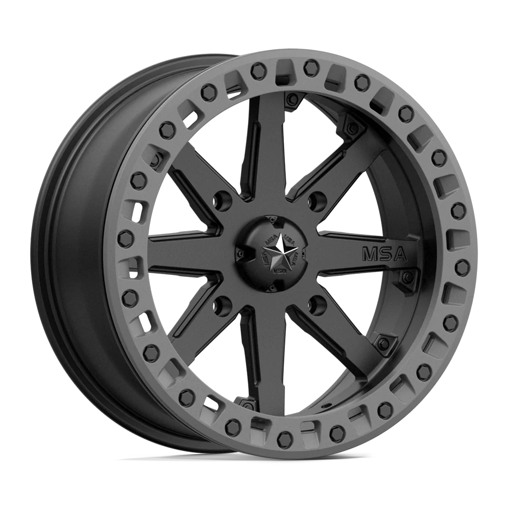 MSA 14x7 4x137 M31 Lok2 Satin Black Matte Grey Ring Beadlock vannesarja Can-Am